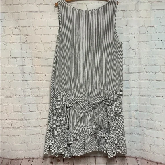 Tulip Maria Lagenlook Knot-Detail Dress in Black and White Stripe Tunic Dress M - Picture 6 of 7